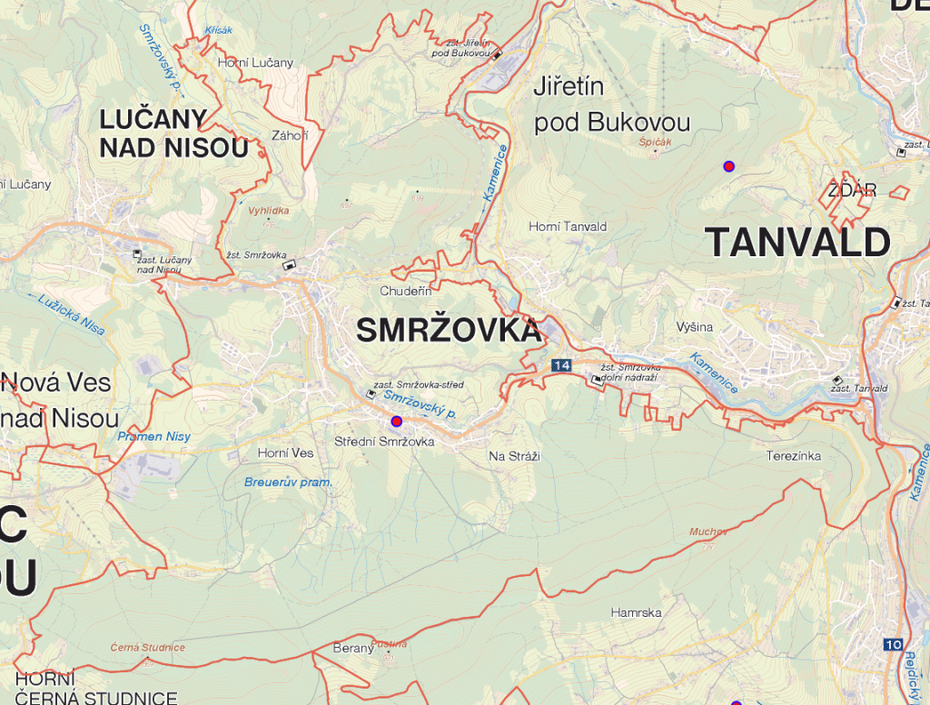 Mapa honitby Smržovka